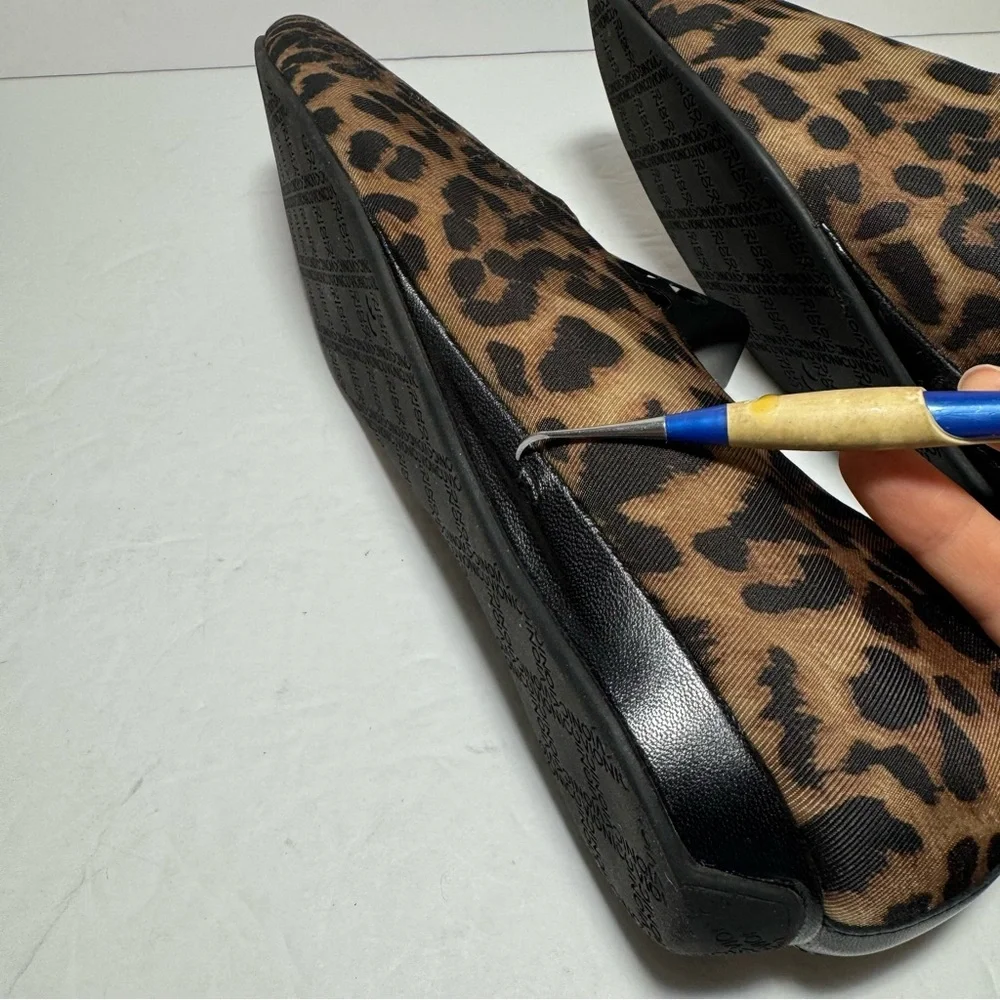 Vionic Shoes Powell Leopard Animal Print Demi Wedge Square Slip On Tan Size 7.5